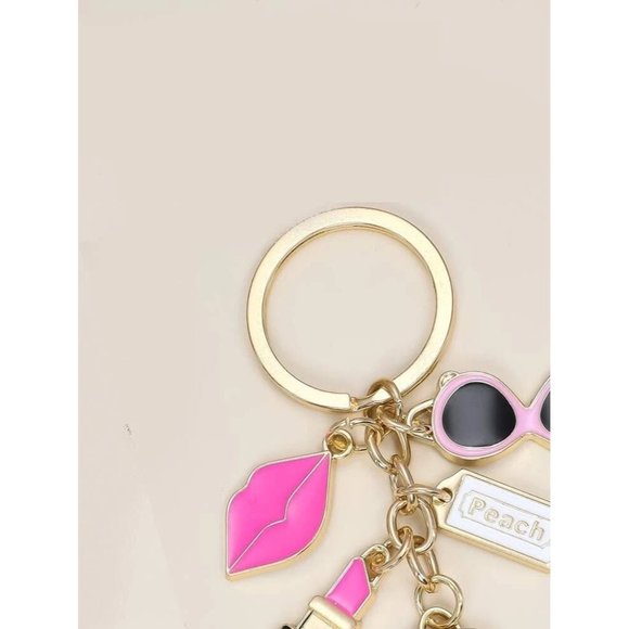 Pink Lipstick Charm Keychain - Picture 2 of 3